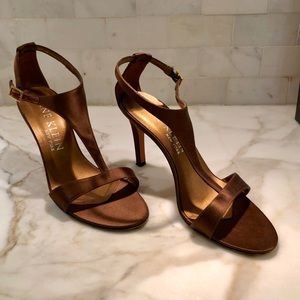Anne Klein bronze satin slingback heels